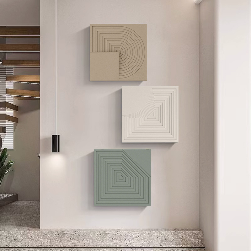 现代简约电表箱装饰画3D立体雕刻砂岩肌理画弱电箱电闸盒遮挡挂画图片