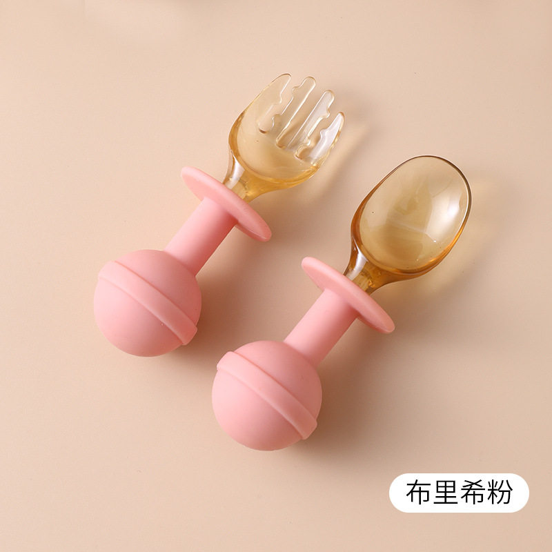 宝宝硅胶叉勺刮泥勺吃饭餐具套装短柄挖泥勺子工具儿童餐具辅食勺