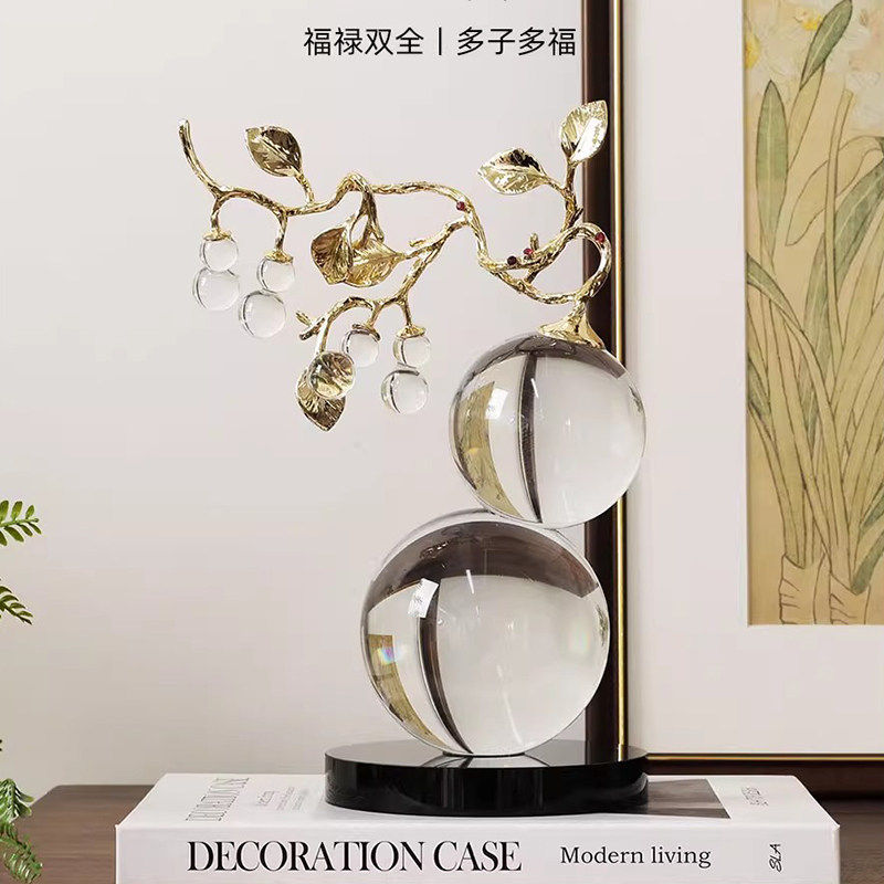轻奢招财水晶葫芦摆件高档客厅酒柜办公室桌面装饰品搬家乔迁送礼