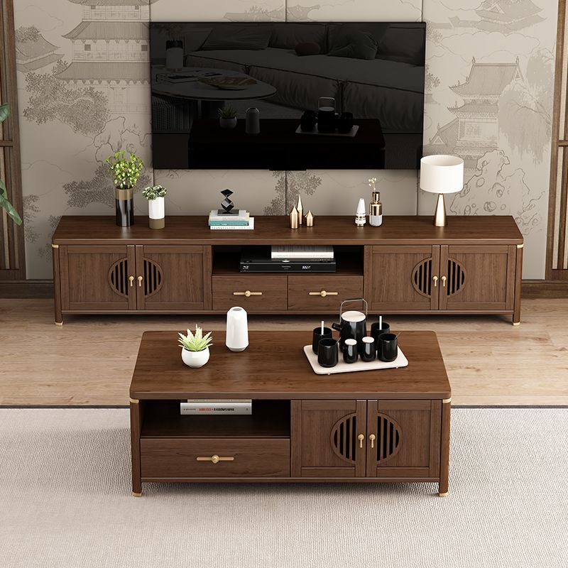 新中式电视柜茶几组合实木落地