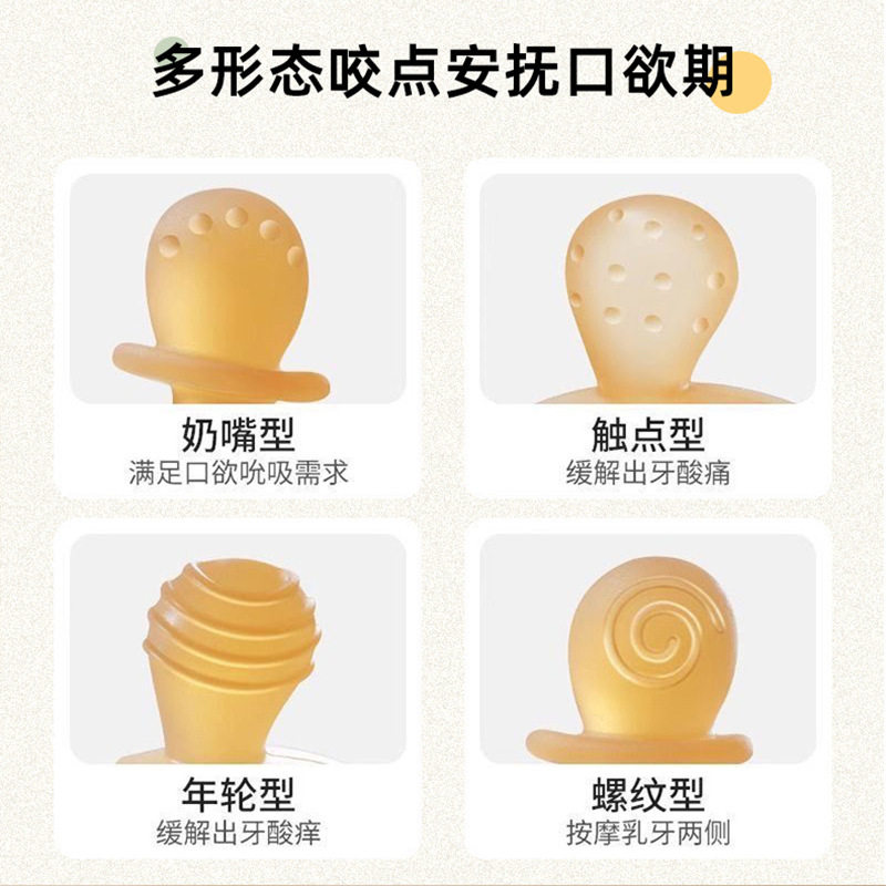 德国牙胶婴儿食品级硅胶可咬牙牙胶小蘑菇防吃套手宝宝咬咬乐玩具