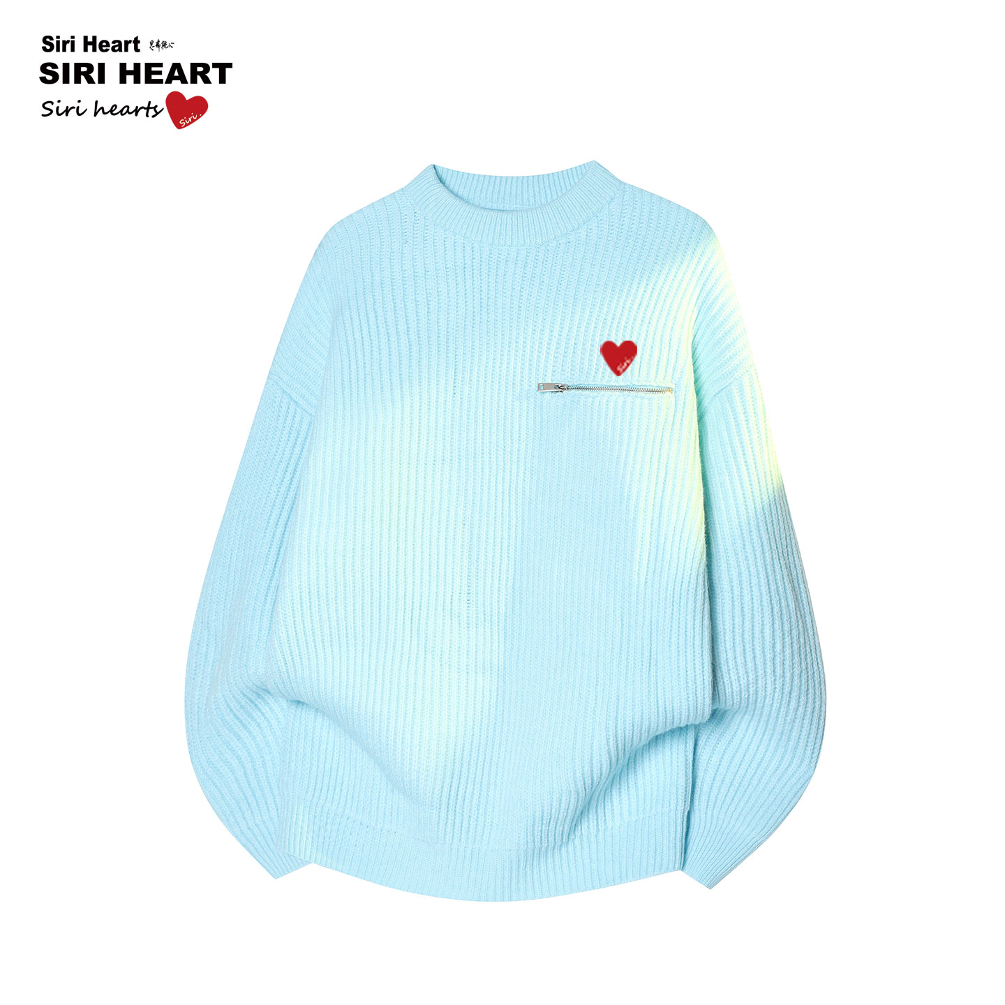 思瑞桃心 秋冬新款复古老钱风圆领拉链口袋针织衫男女宽松毛衣