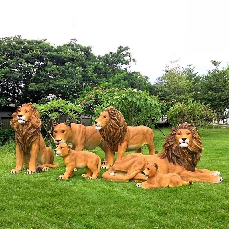 大型动物仿真狮子玻璃钢雕塑花园林室外景观摆件户外庭院装饰模型