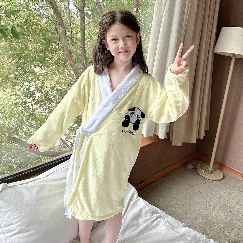 珊瑚绒浴巾儿童浴袍毛巾卡通女童男童浴裙家居服吸水加厚洗澡爆款