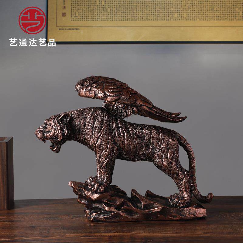 老虎摆件树脂工艺品新中式创意家居装饰办公室礼品新年虎年礼品