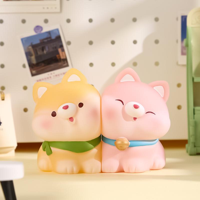 新款贴贴抱抱小夜灯居家布置装饰品摆件卡通可爱猪猪小狗小夜灯