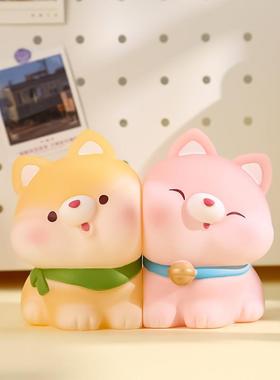 新款贴贴抱抱小夜灯居家布置装饰品摆件卡通可爱猪猪小狗小夜灯