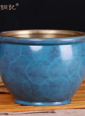杨铜记 铜缸 烧蓝缸铜器 铜故宫缸办公室创意聚宝盆 笔筒