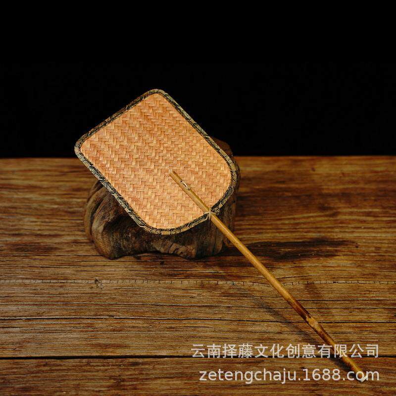 禅意大漆芭蕉扇竹制品方形扇手工碳炉扇子煮茶炉扇日式茶道扇子
