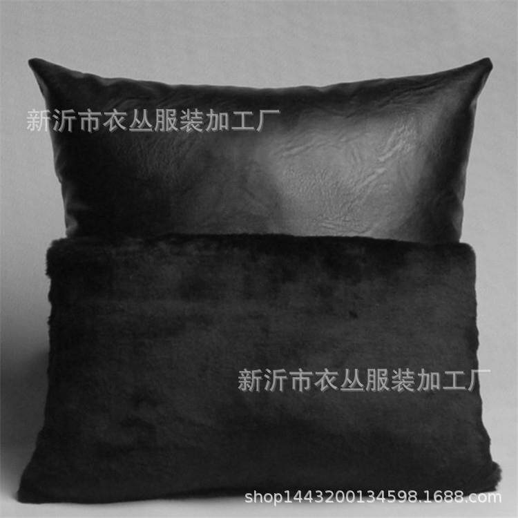 汽车靠垫沙发坐垫样板间抱枕仿兔毛办公室黑色抱枕