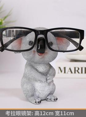 考拉眼境架动物眼镜座笔筒笔插创意礼品摆件动物树脂工艺品摆件