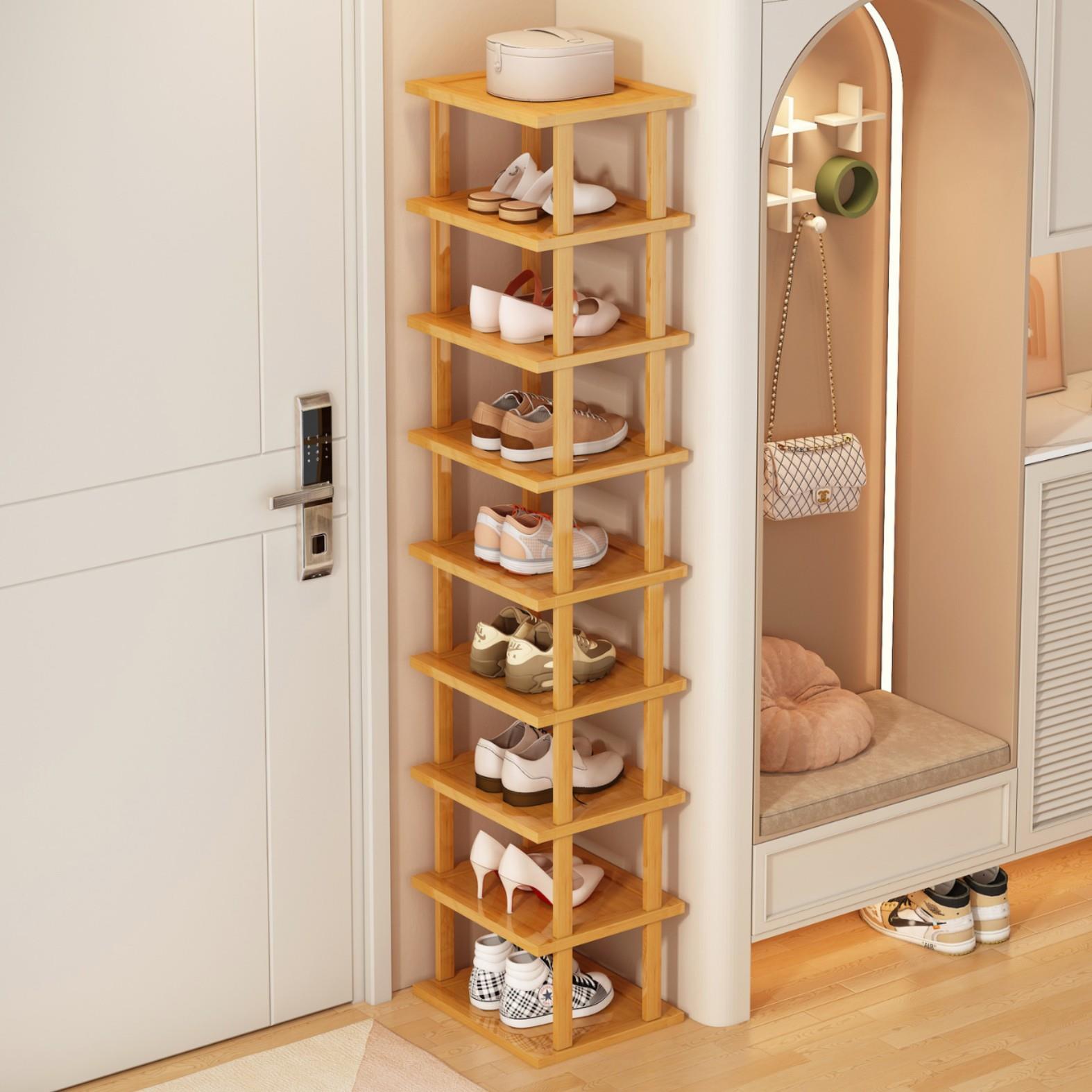 简易鞋架多层省空间家用门口入户窄小型竹鞋柜拼装组合鞋子展示架