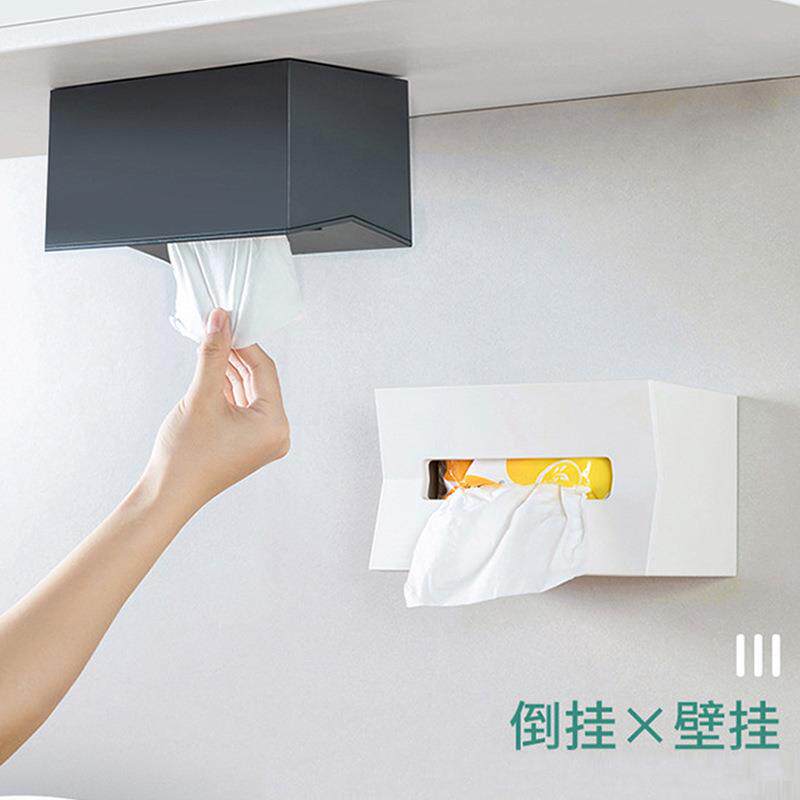 日式家用ABS纸巾盒 地摊产品方形壁挂式纸巾盒多用途无痕贴抽纸盒
