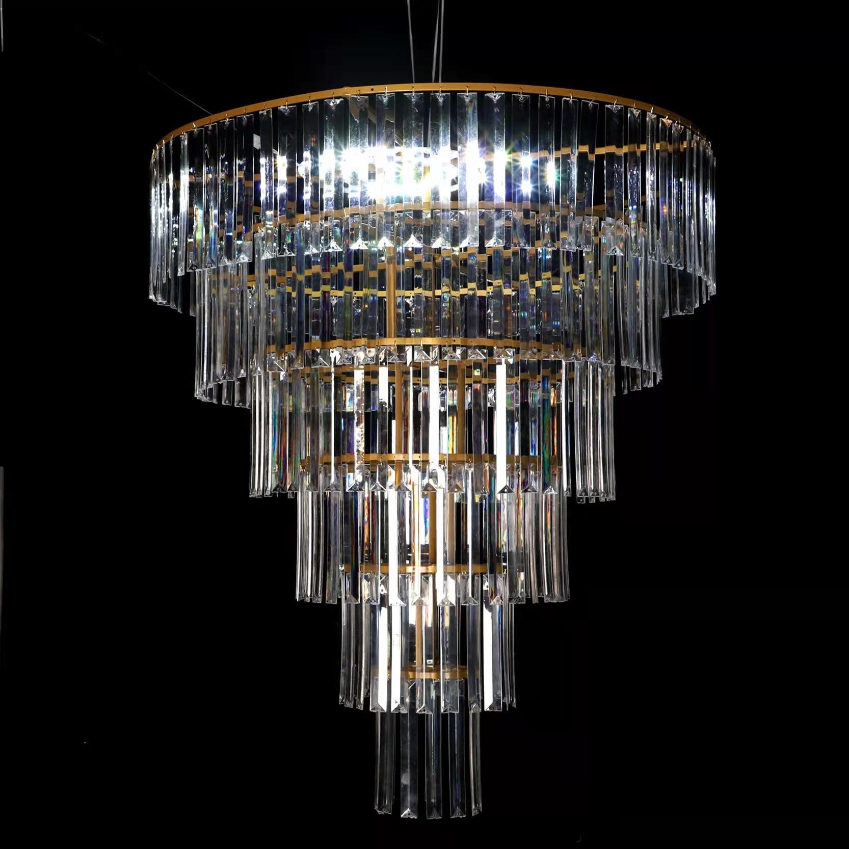 婚庆道具圆环六层亚克力冰条铁艺吊顶婚礼水晶吊灯婚礼堂装饰布置