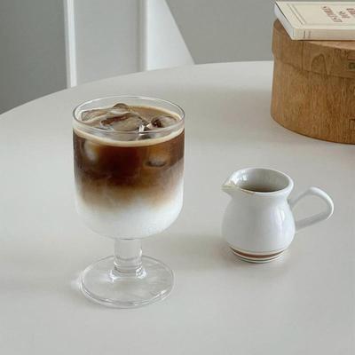 韩式ins冷饮玻璃杯矮脚红酒杯 冰咖啡杯子 果汁杯粗挺酒杯牛奶杯