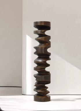 原木头雕塑艺术手工雕刻落地柱子摆件装饰品轻奢侘寂复古网红