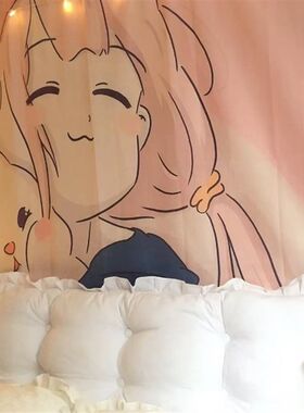温馨!粉色美少女背景布挂布宿舍直播挂毯少女心房间装饰床头墙布