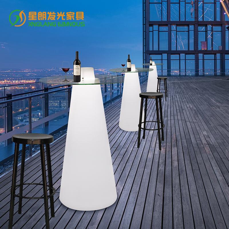 吧台桌户外高脚桌露台餐厅鸡尾酒桌子酒店阳台桌子发光茶几酒吧椅