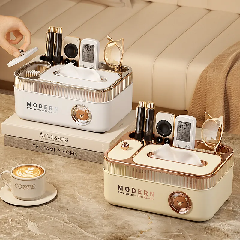 新款高档纸盒纸巾盒收纳盒家用客厅茶几多功能轻奢收纳桌面遥控器