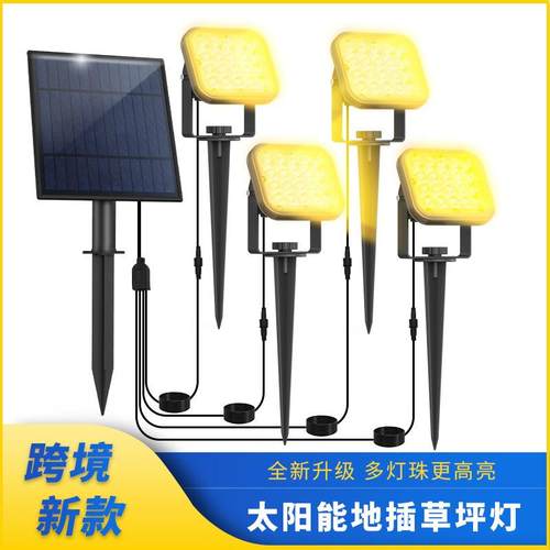 跨境太阳能地插草坪2025新款LED花园庭院照树灯户外防水高亮照明