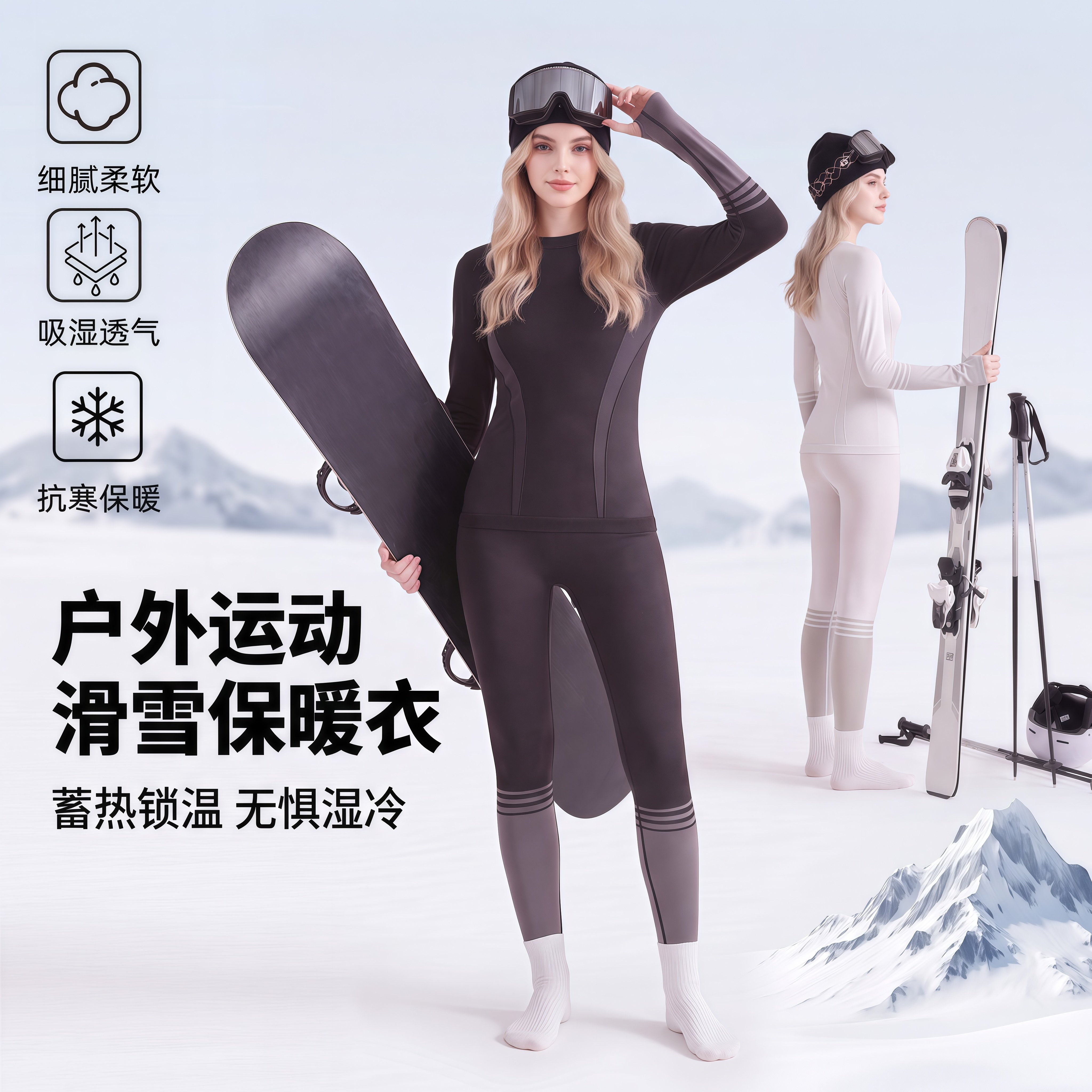 滑雪速干保暖内衣套装秋衣秋裤女