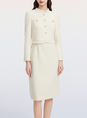 珂奈禾商场同款拉2025秋冬新款羊毛香风假两件连衣裙女RF07173V1