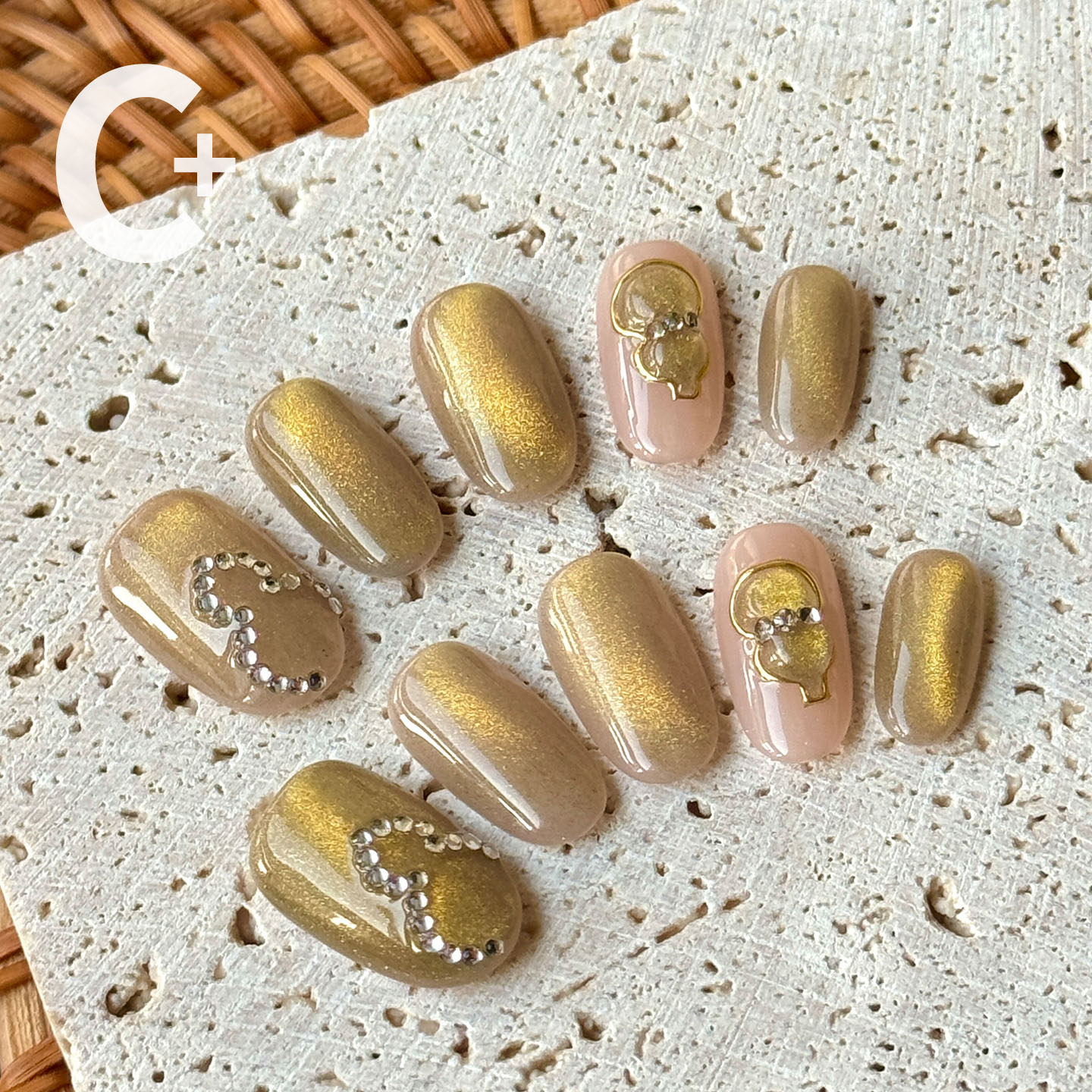 C+纳金·福禄 穿戴甲美甲高级感葫芦猫眼显白裸色短甲新年甲手工,彩妆/香水/美妆工具,穿戴甲/甲片,淘宝优惠券,粉丝福利购,淘宝优惠卷