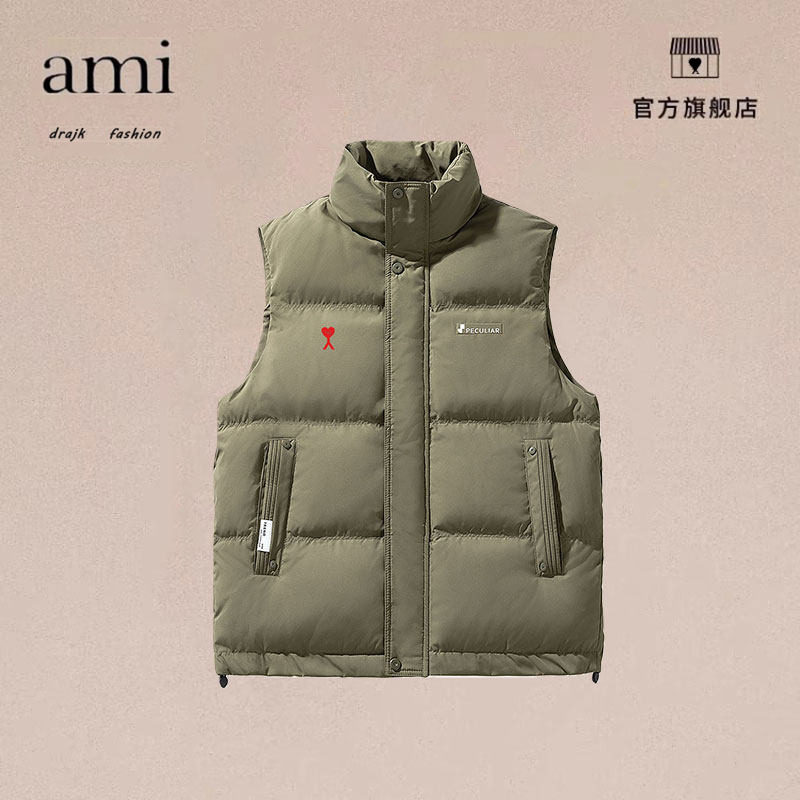 正品AMI DRAJK冬季简约加厚立领羽绒棉服男复古保暖百搭羽绒马甲,男装,常规马甲,淘宝优惠券,粉丝福利购,淘宝优惠卷