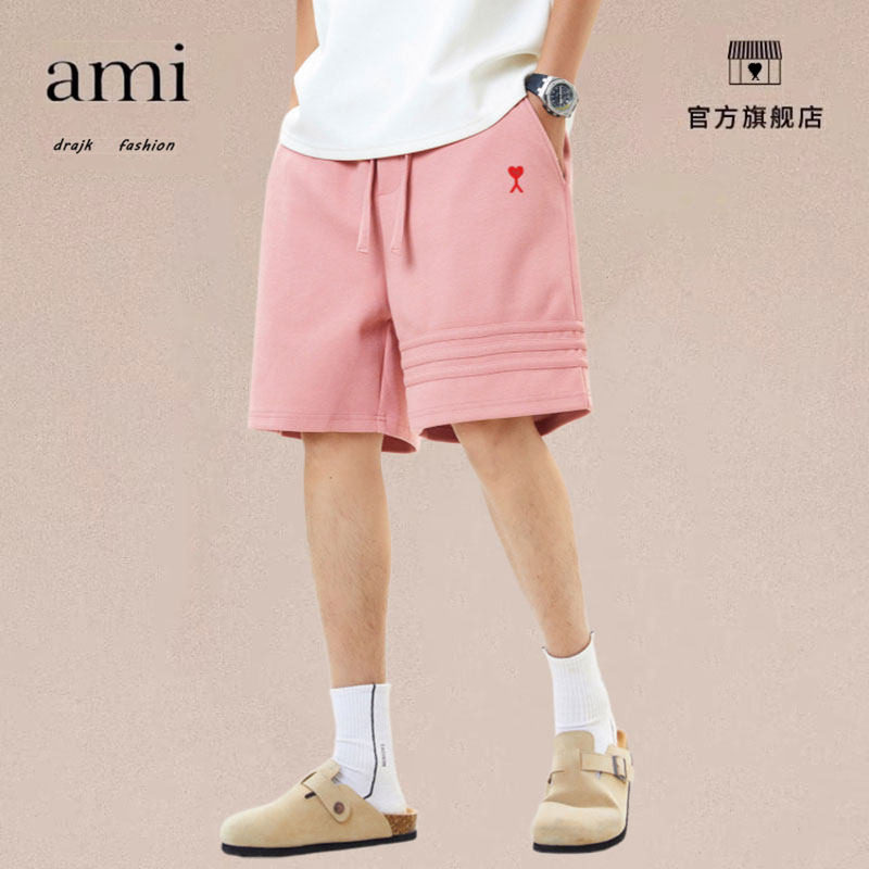 正品AMI DRAJK针织休闲短裤男宽松直筒夏季透气时尚百搭五分裤