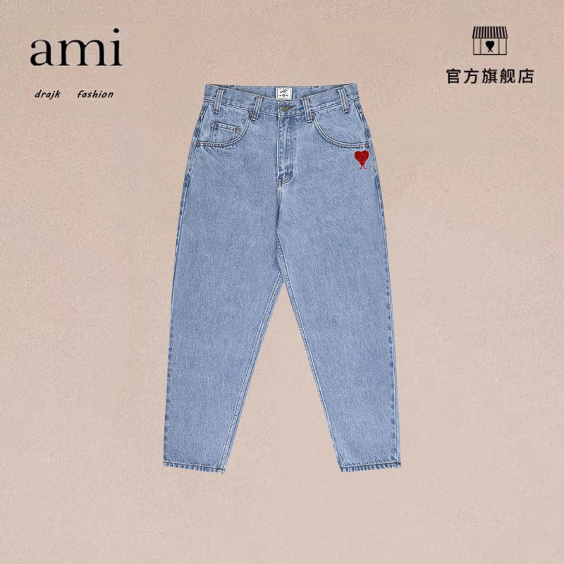 正品AMI DRAJK美式束脚阔腿收脚直筒百搭夏季高质重磅宽松牛仔裤