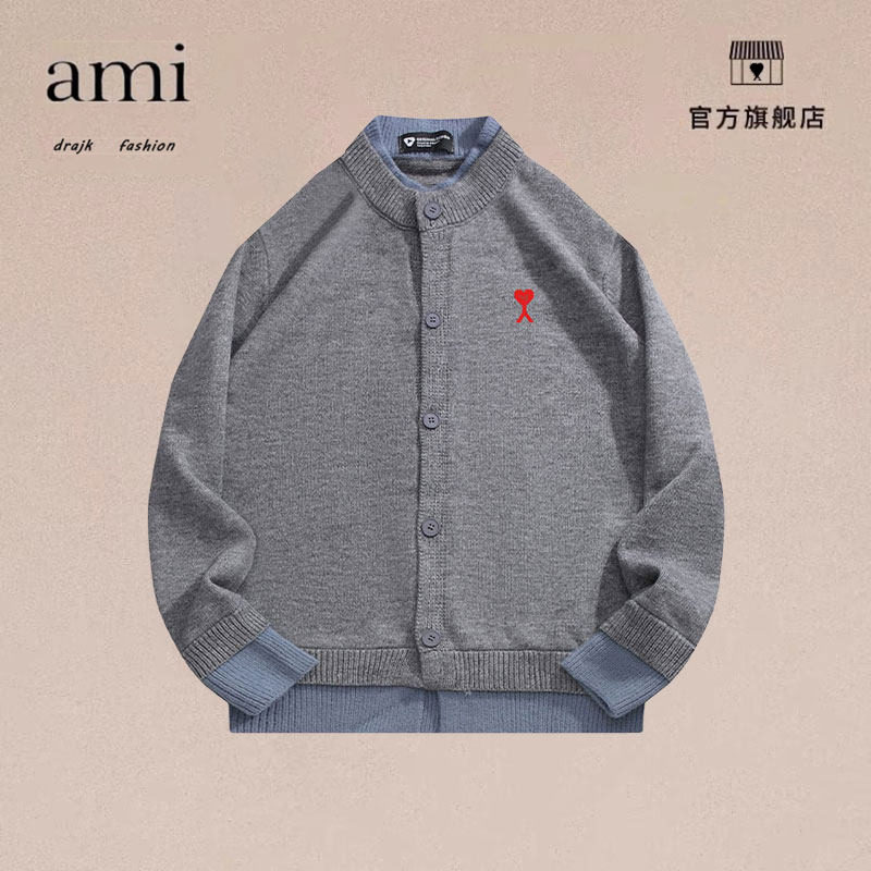 正品AMI DRAJK美式复古假两件针织衫毛衣男秋季小众宽松开衫外套,男装,短裤,淘宝优惠券,粉丝福利购,淘宝优惠卷