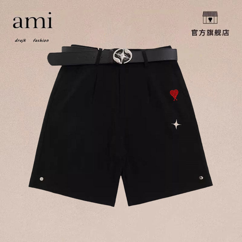 正品AMI DRAJK星星设计感休闲西装短裤男女宽松阔腿运动五分裤