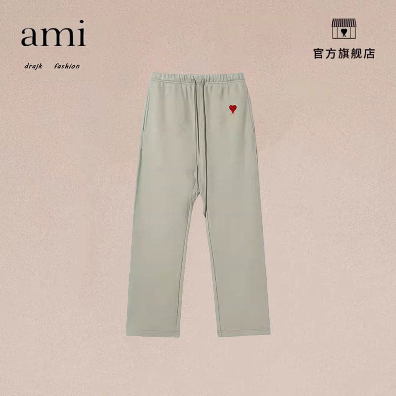 正品AMI DRAJK秋冬卫裤直筒男女同款春夏运动休闲宽松垂感直长裤