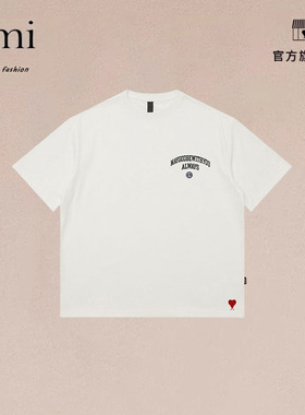 正品AMI DRAJK美式基础款字母发泡印花T恤300G纯棉圆领复古上衣男