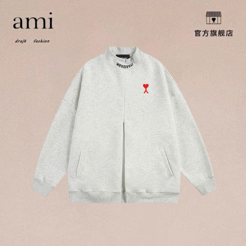 正品AMI DRAJK冰点款卫衣男美式套头宽松立领半拉链情侣上衣秋季