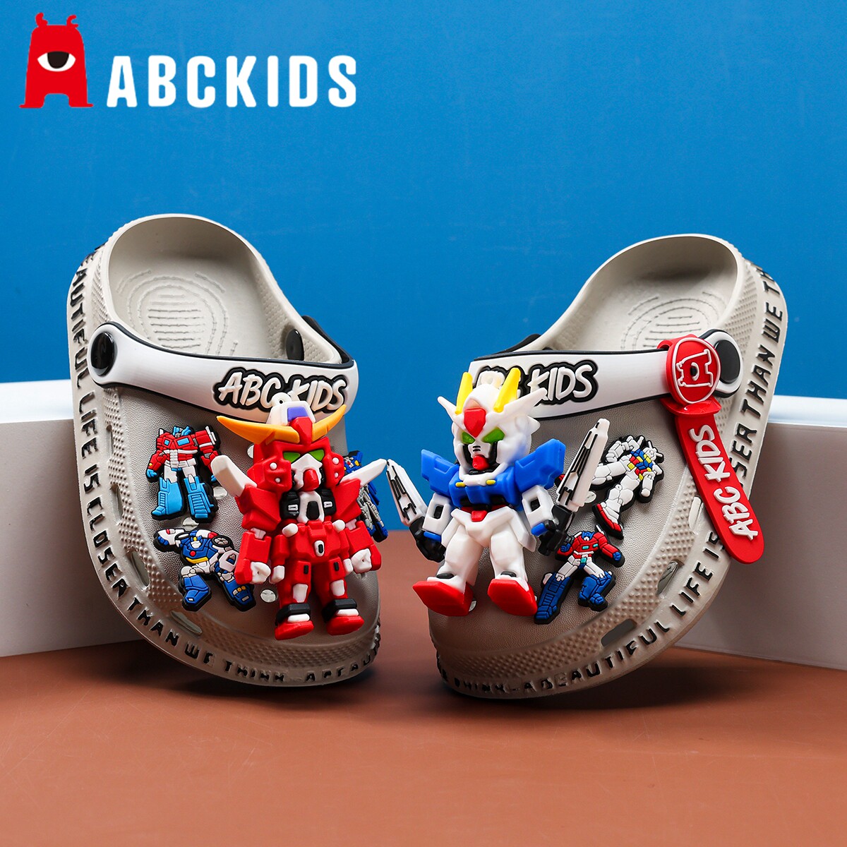 abc高达儿童洞洞鞋男童拖鞋夏季新款防滑软底小孩凉鞋男孩沙滩鞋