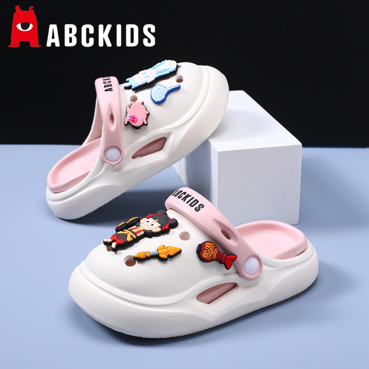 Abckids儿童洞洞鞋女童拖鞋夏季新款防滑户外宝宝女孩外穿沙滩鞋