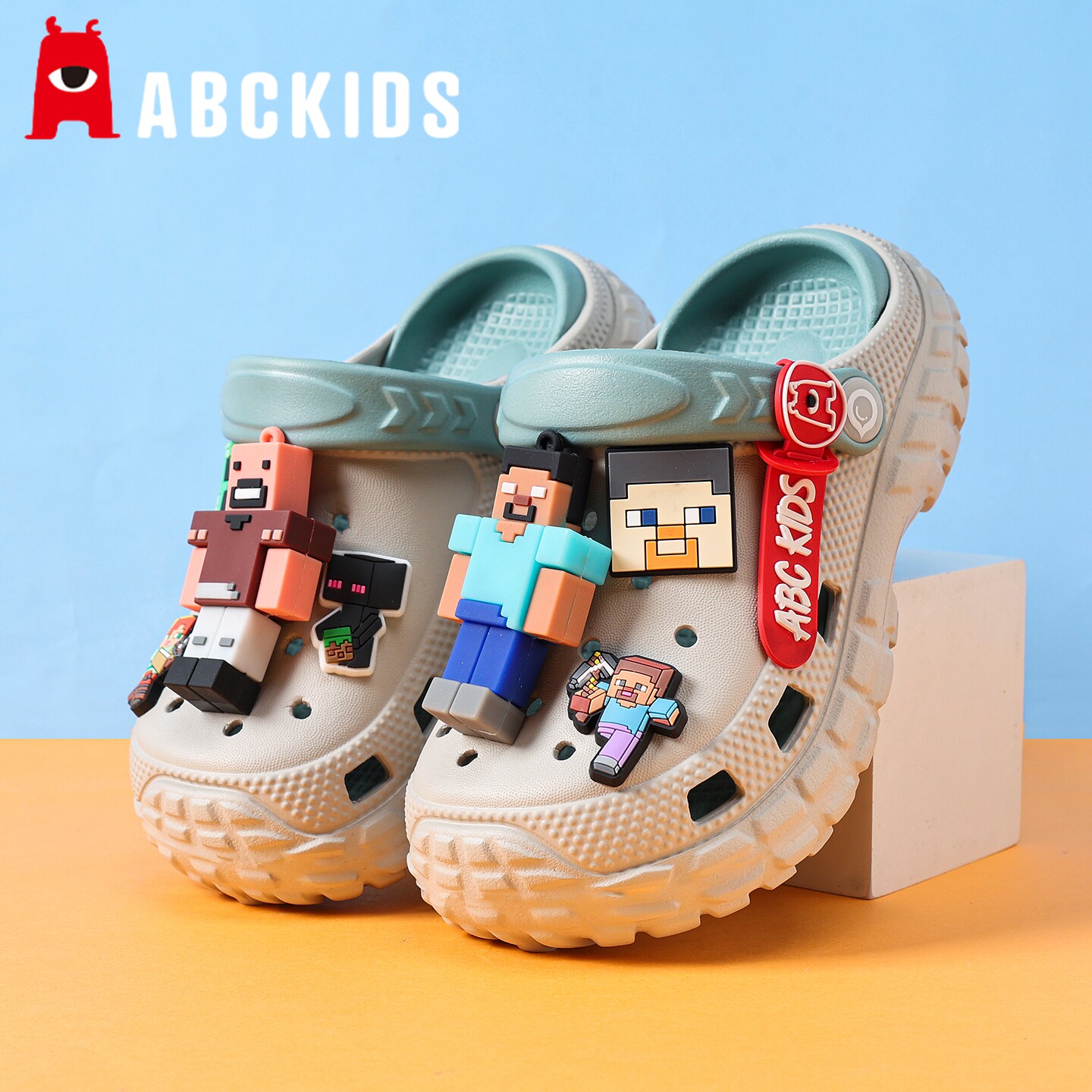 abc我的世界儿童洞洞鞋男童拖鞋夏季新款防滑小孩凉鞋男孩沙滩鞋