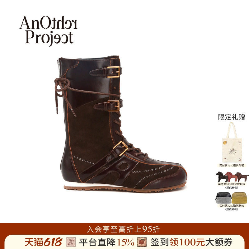 【8.5折】AnOther Project Aureus复古系带拳击靴子中筒运动短靴
