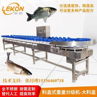 定制全自动智能重量分选机大鱼整鱼黄花鱼鲈鱼鲫鱼料盒分级机