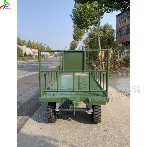 牵引式四轮平板拖车 机场港口液压物流台车 工厂货物装卸运输车