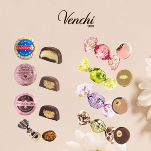 Venchi闻绮意大利进口榛子饼干系列黑巧牛奶巧克力散装零食 16g
