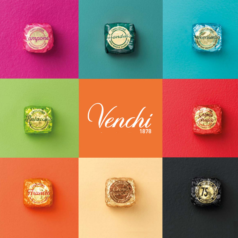 Venchi闻绮意大利进口鱼子酱型黑巧牛奶巧橙子焦糖巧克力碎单颗图片