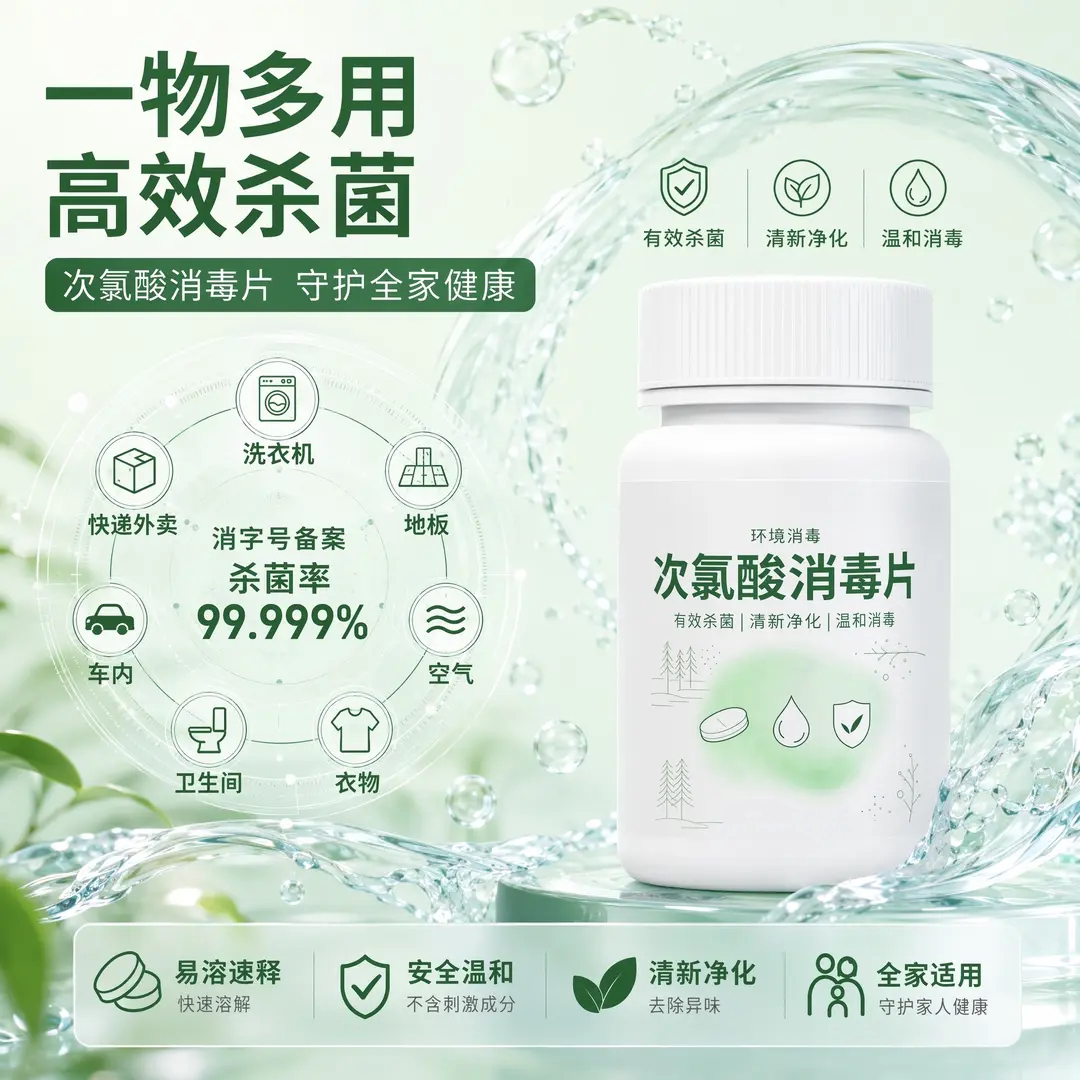 次氯酸消毒片清新净化温和易溶
