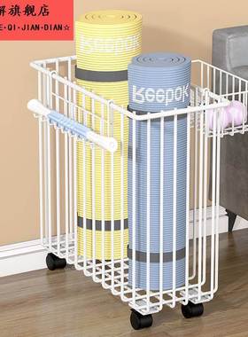 瑜珈垫收纳层架可移动家用夹缝放泡沫轴羽毛球拍健身运动器材收纳