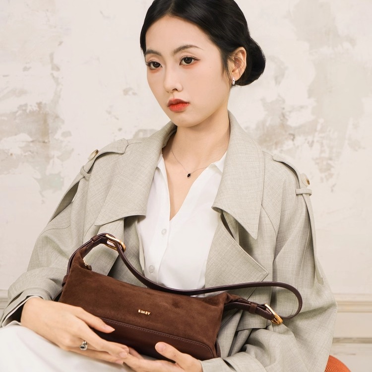 SIMEV杉谷新款头层羊皮单肩包女