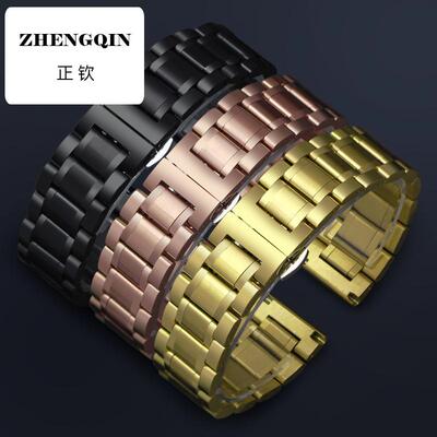 适用汉密尔顿真皮表带美式经典|卡其爵士蝴蝶扣针扣男20 22mm手表