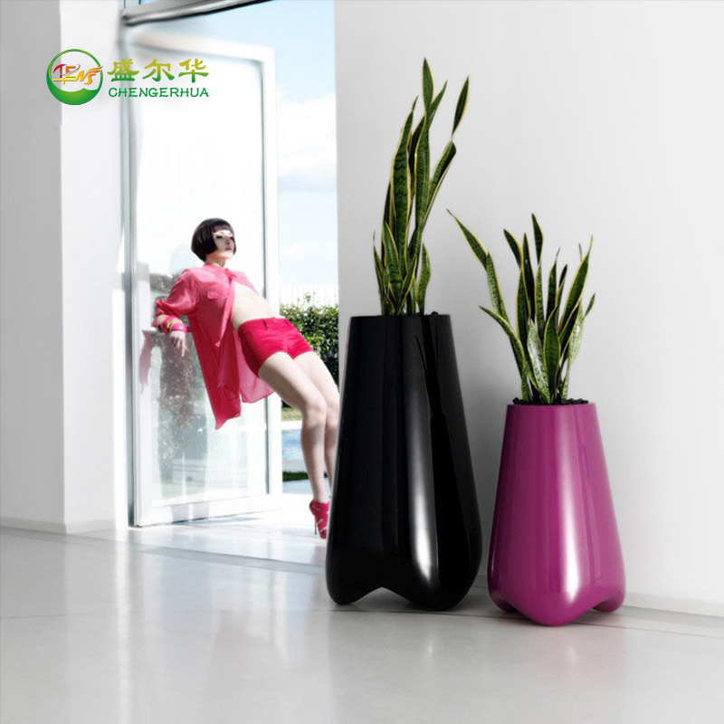 创意玻璃钢商场售楼处花盆样板房花器落地花缸装饰酒店花盆装饰