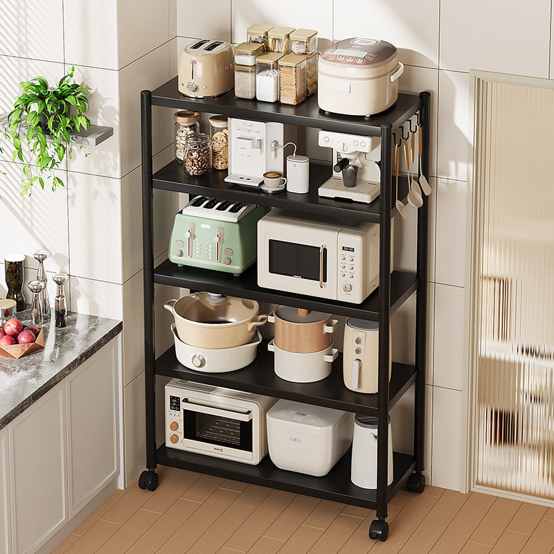 碳钢架厨房置物架可移动带轮储物货架多层微波炉烤箱锅具收纳架子,厨房/烹饪用具,微波炉置物架,淘宝优惠券,粉丝福利购,淘宝优惠卷
