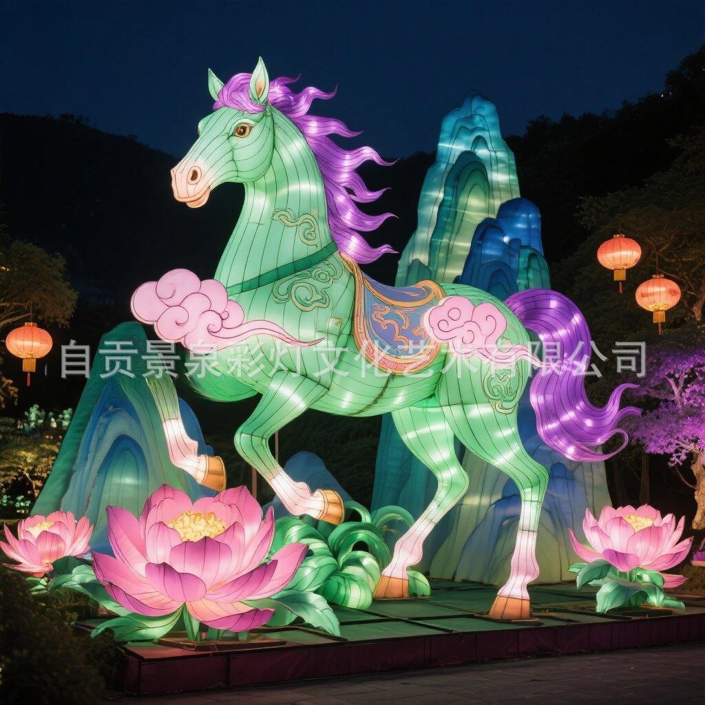 2026马年主图大型花灯节日氛围春节花灯自贡灯会元宵节庙会彩灯